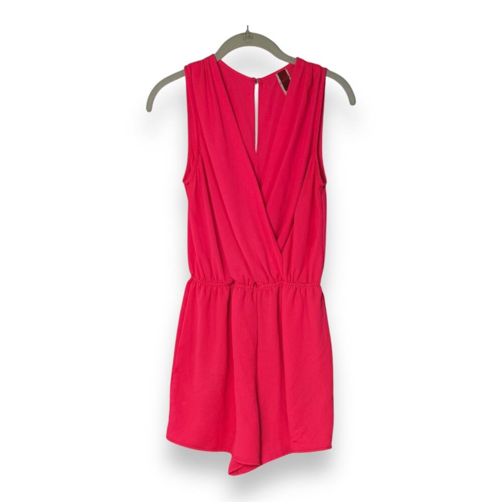 Sleeveless Wrap Romper Coral M Keyhole Back Coral Minimalist Summer